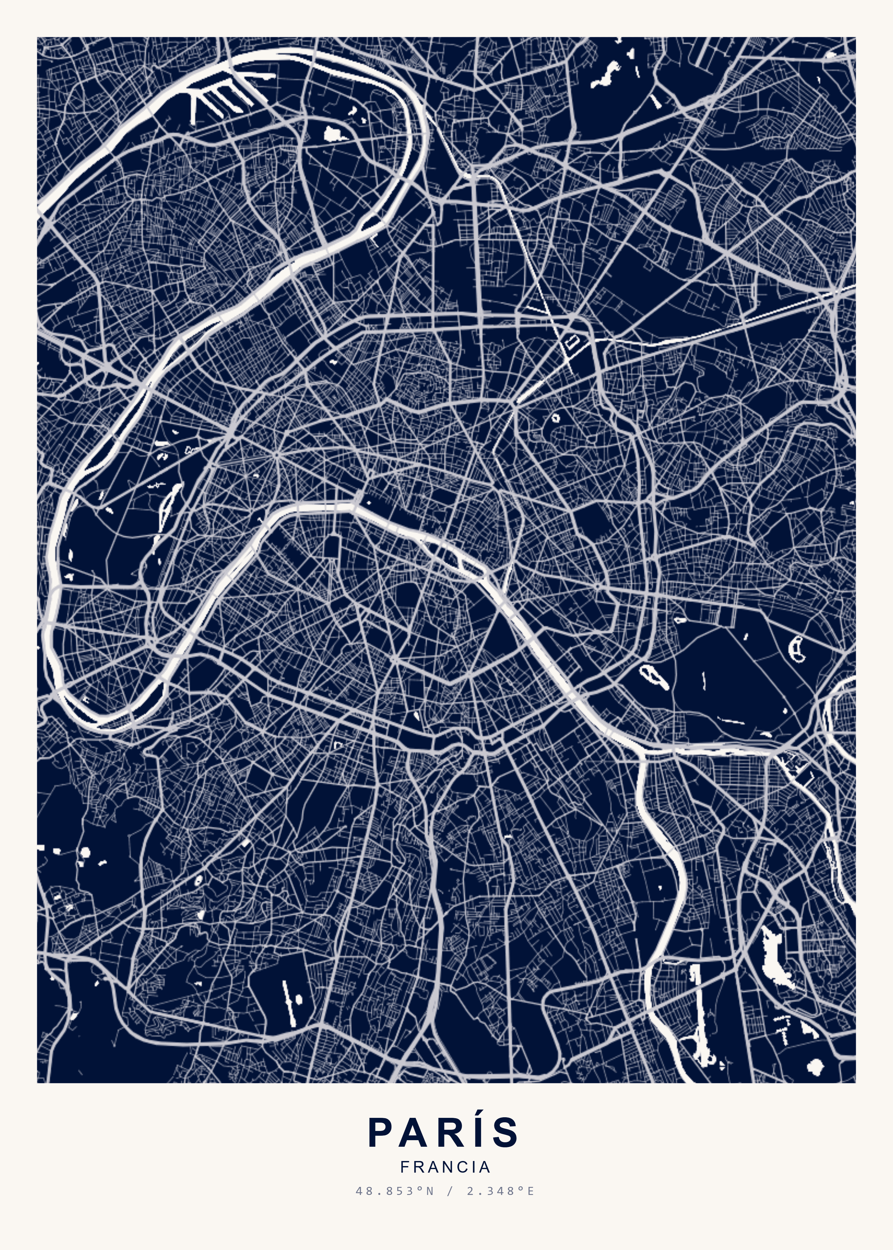 Ámsterdam map poster in Navy style